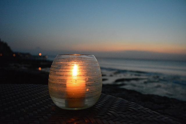 candle on the beach